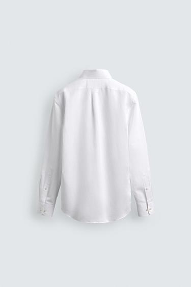 CHEMISE REGULAR FIT COTON-LIN - Blanc de Zara - Image 7
