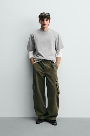 PANTALON CARGO COUPE DÉCONTRACTÉE - Kaki de Zara