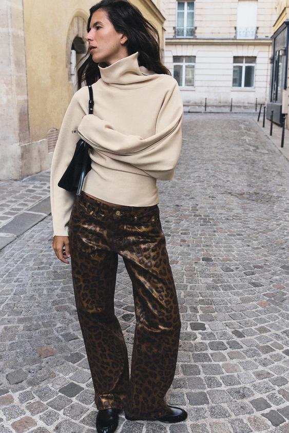 JEAN Z1975 DROIT TAILLE NORMALE IMPRIMÉ ANIMALIER - Leopard de Zara - Image 0