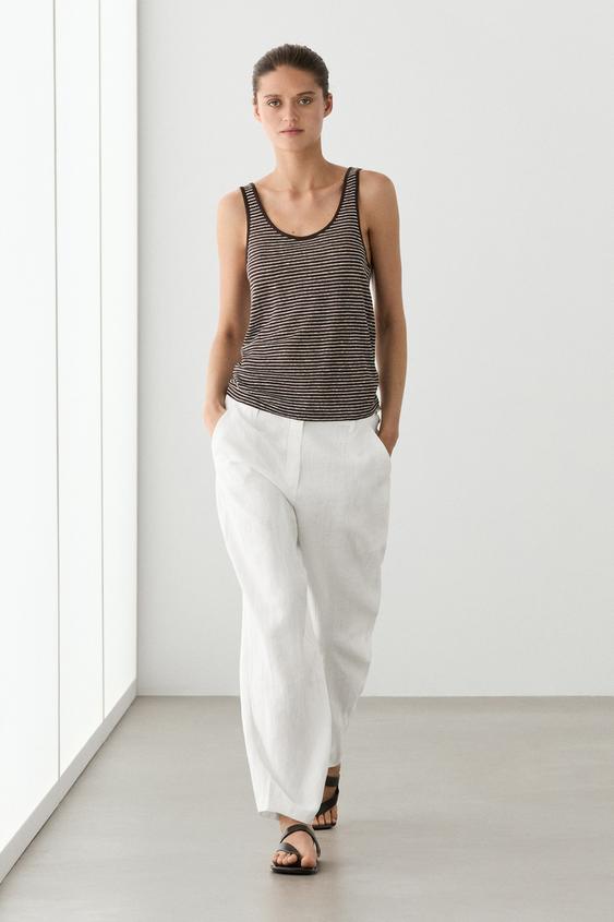 Striped strappy linen top from Zara - $60