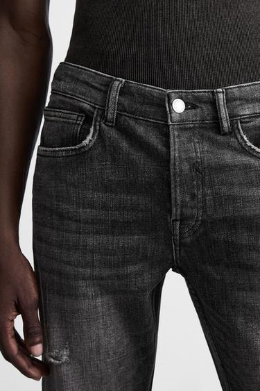 Zara RIPPED SKINNY FIT JEANS - Gray