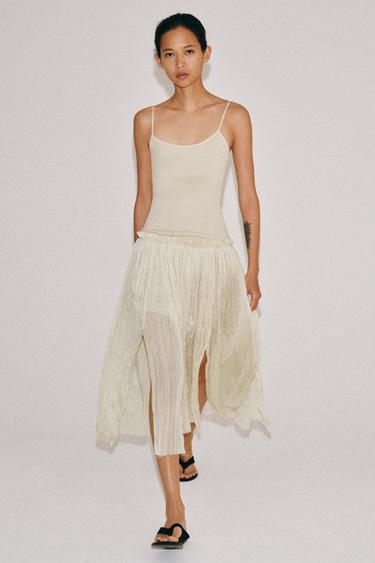 ROBE MIDI BIMATIÈRE - rose poudré de Zara - Image 0