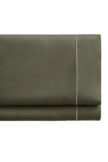 SATEEN FLAT SHEET WITH TRIM (300 THREAD COUNT) - Khaki by Zara