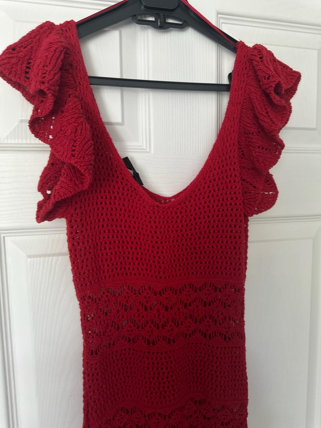 TEXTURED KNIT RUFFLE MINI DRESS - Image 2