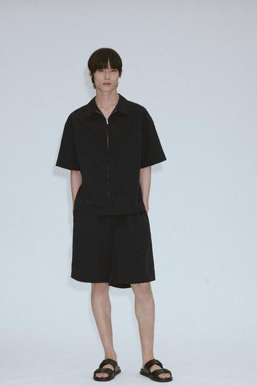 Zara 科技布拉鍊襯衫 - 黑色