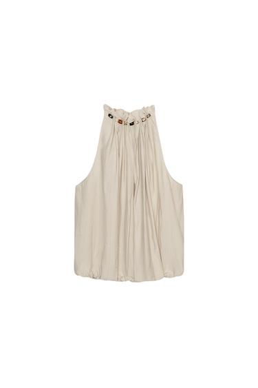 TOP HALTER ABALORIOS - Crudo de Zara