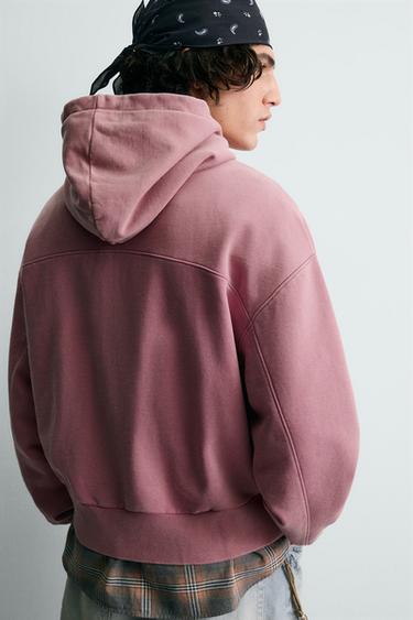 WASHED BOXY FIT HOODIE - Pale pink by Zara - Image 4