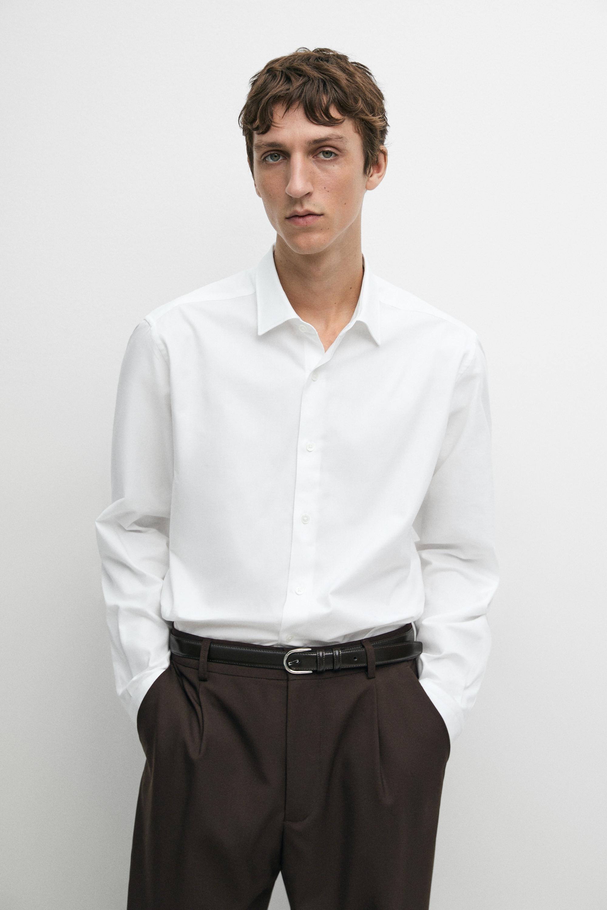 100% cotton regular fit shirt — White