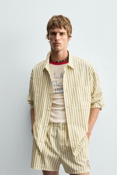 STRIPED SHIRT WITH POCKET - Printed by Zara
