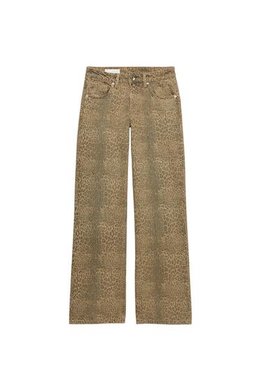 JEANS TRF WIDE LEG TIRO BAJO ESTAMPADO ANIMAL - Leopardo de Zara