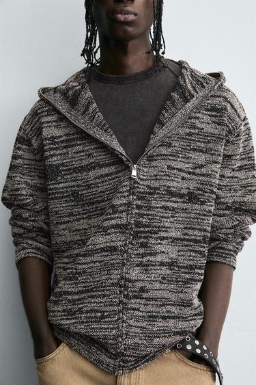 GILET EN MAILLE À CAPUCHE - Noir de Zara - Image 5