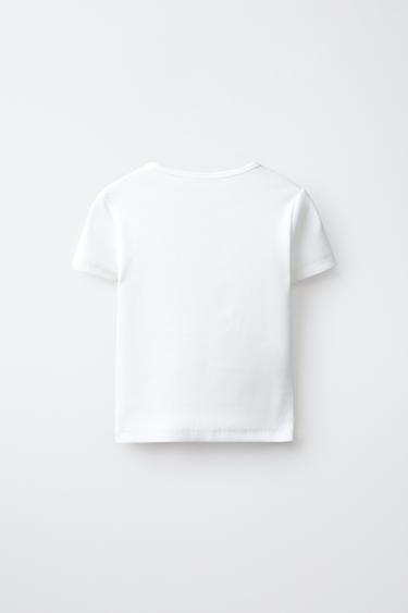 BEADED EMBROIDERED RIB T-SHIRT — White 2