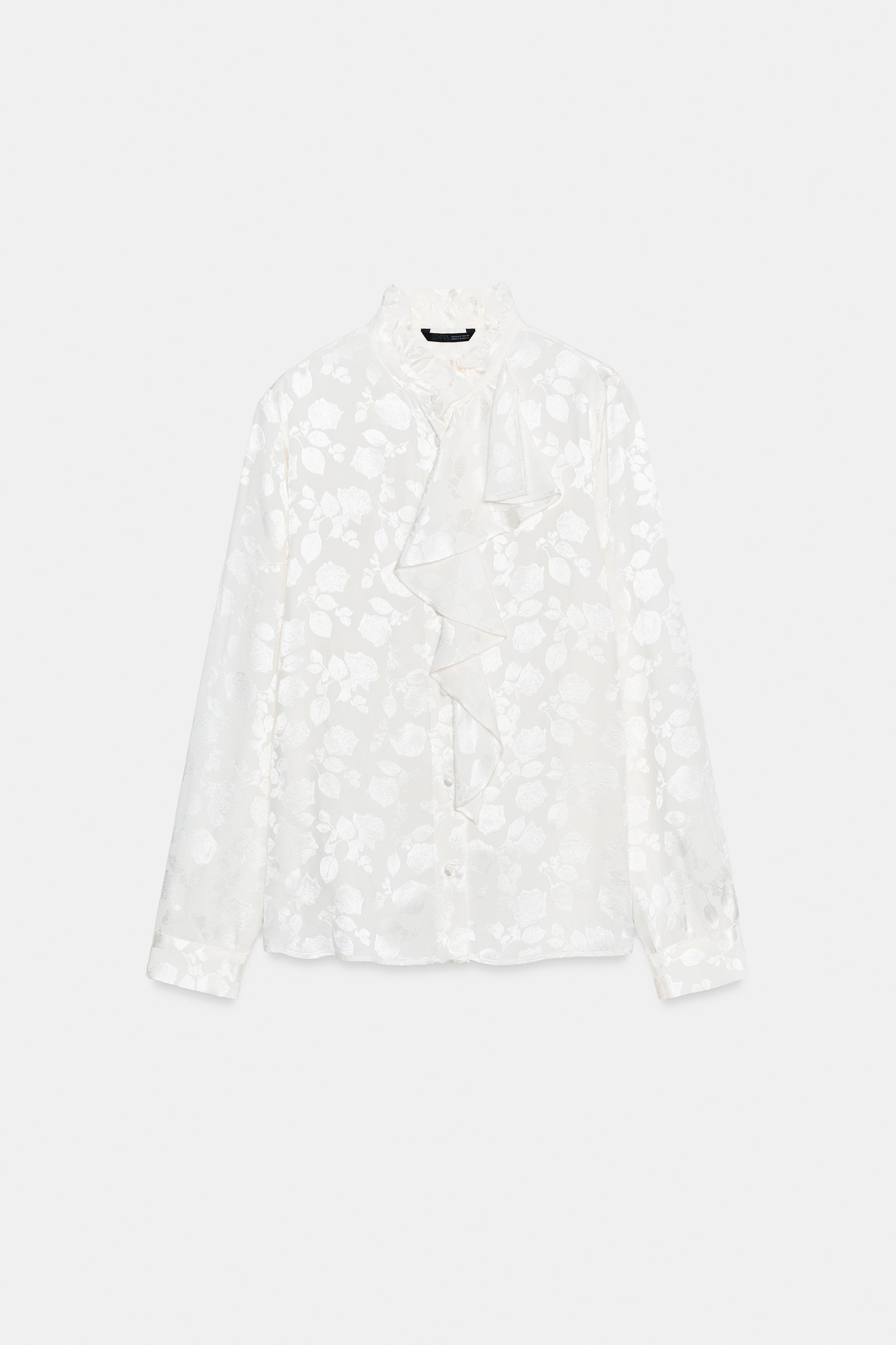 CHEMISE JACQUARD FLORAL VOLANTS