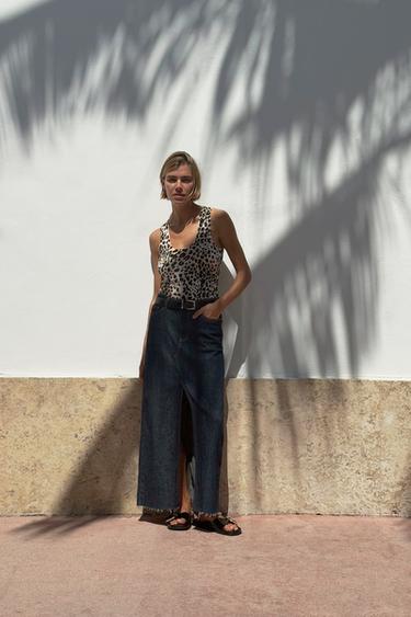 Zara SMOOTH KNIT BASIC TOP - Leopard - Image 0