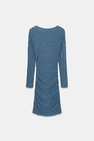 ROBE MINI DRAPÉE TEXTURÉE - Bleu / Acier de Zara - Image 8