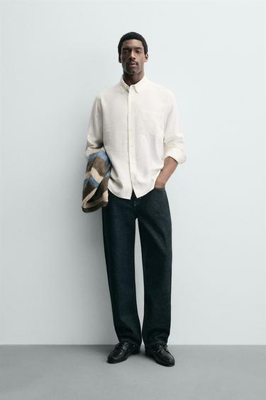 قميص هيكلي منسدل - أبيض الخاص بـ Zara - صورة 0