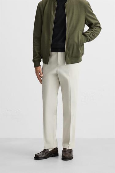 COMFORT STRAIGHT-LEG TROUSERS - Ecru by Zara