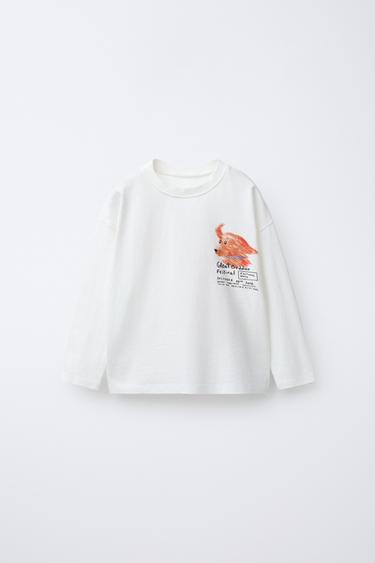 T-SHIRT AVEC IMPRIMÉ CHIEN - Écru de Zara
