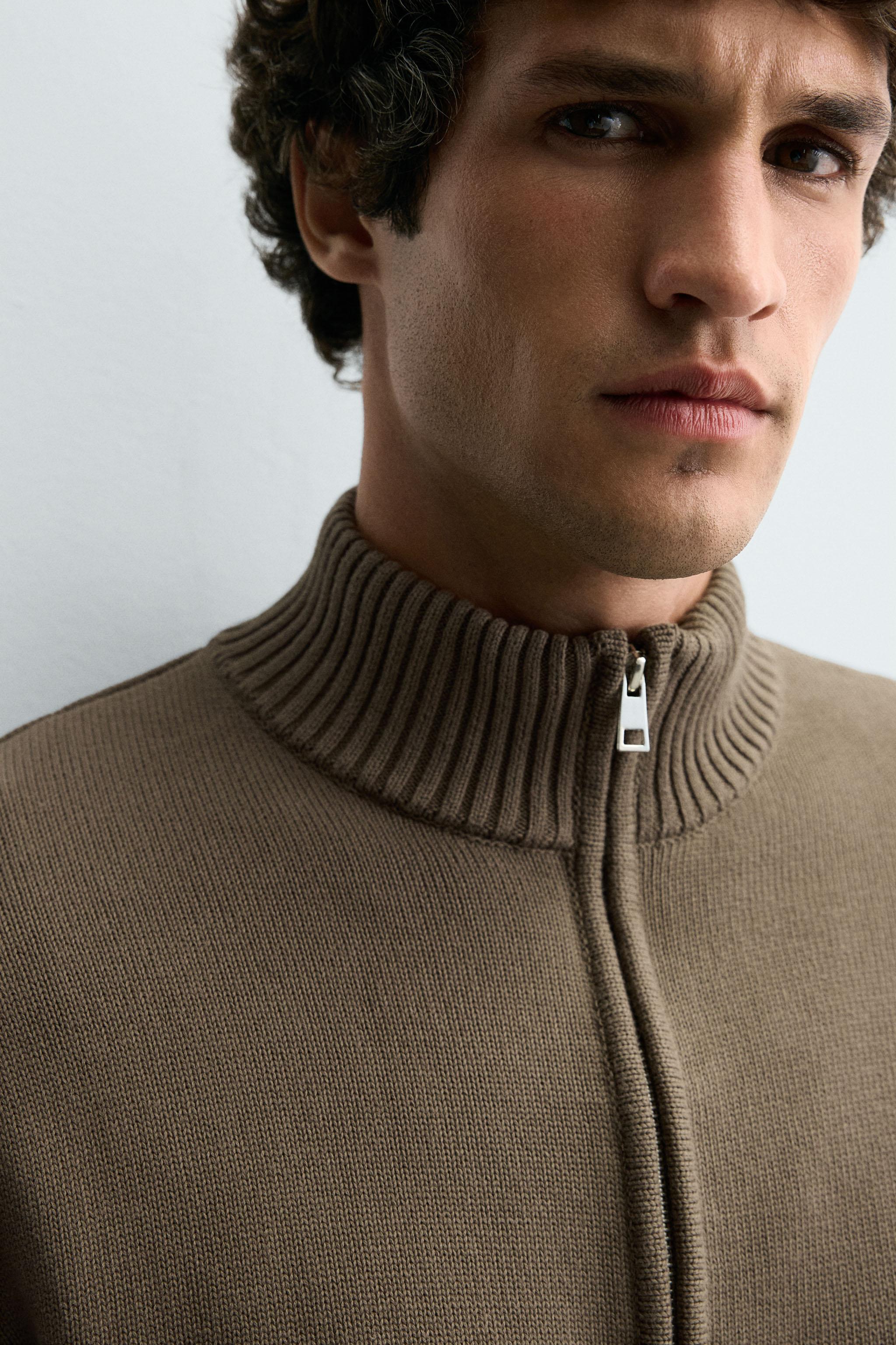 ニットジップアップジャケット - モスグリーン | ZARA Japan / 日本