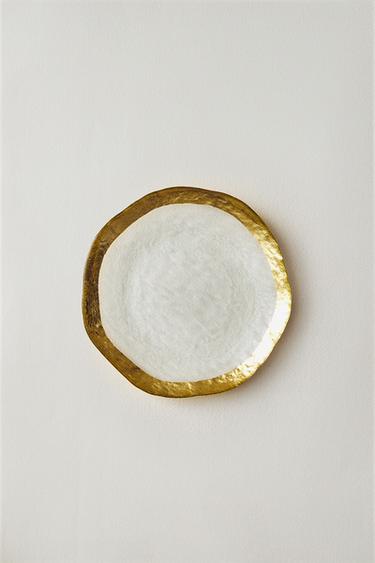 Zara GLASS SIDE PLATE WITH RIM - 金色