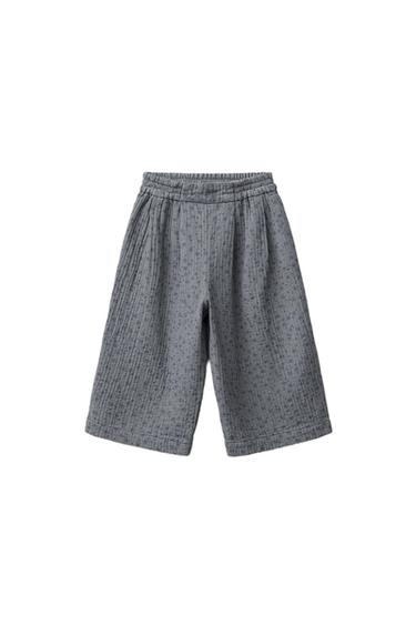 PANTALÓN CULOTTE TEXTURA FLORES - Grisáceo de Zara - Imagen 0