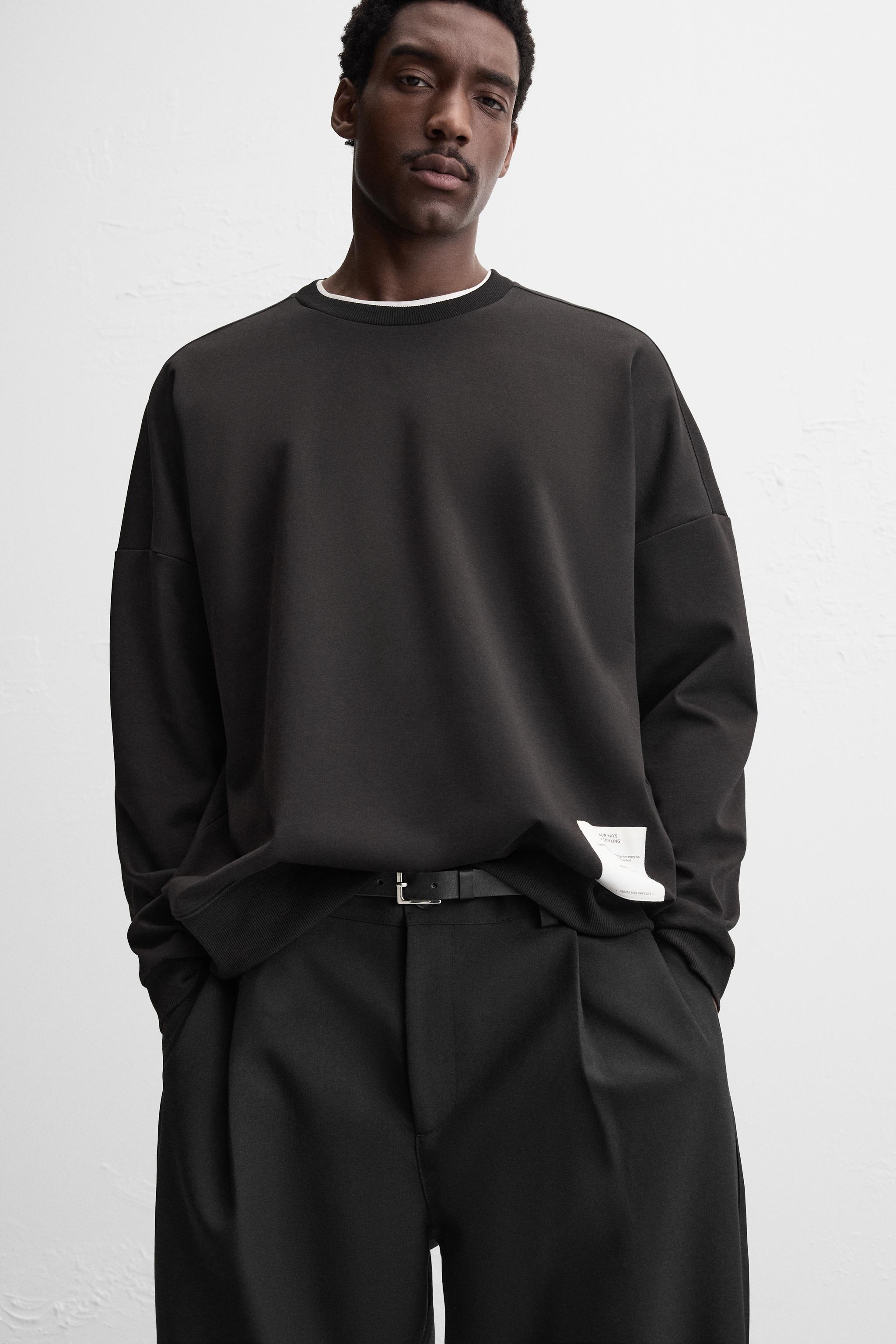 安心★関税込み★ZARA★INTERLOCK PATCH SWEATSHIRT TEXT PATCH SWEATSHIRT - Gray marl | ZARA United States