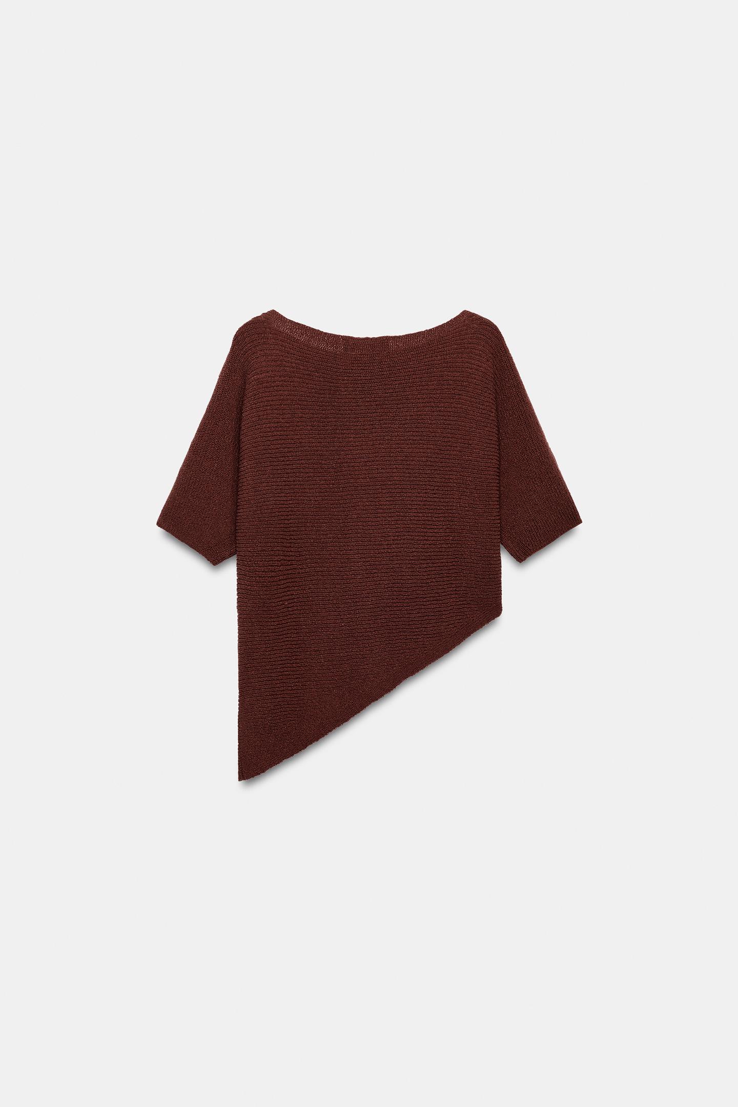 Женский топ Zara Asymmetric Knit, цвет: Dark Russet — фото 8