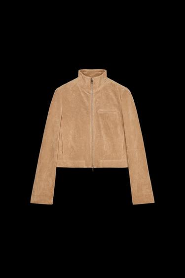 Zara SUEDE LEATHER JACKET - Light beige - Image 0