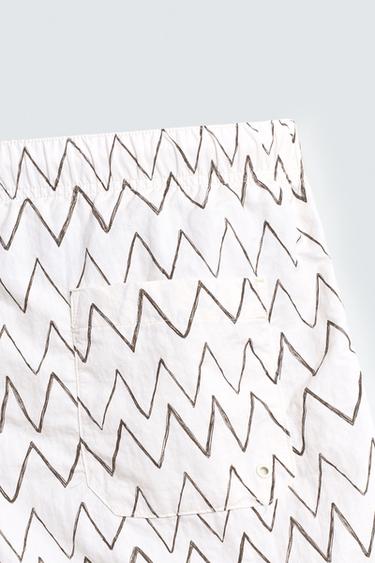 GEOMETRIC PRINT MID-LENGTH SWIMMING TRUNKS - Ecru by Zara - Image 3