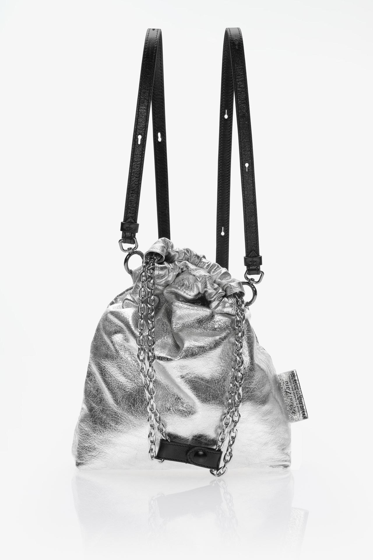 LIMITED EDITION TRI-CHIC SMALL LEATHER BAG — Silver