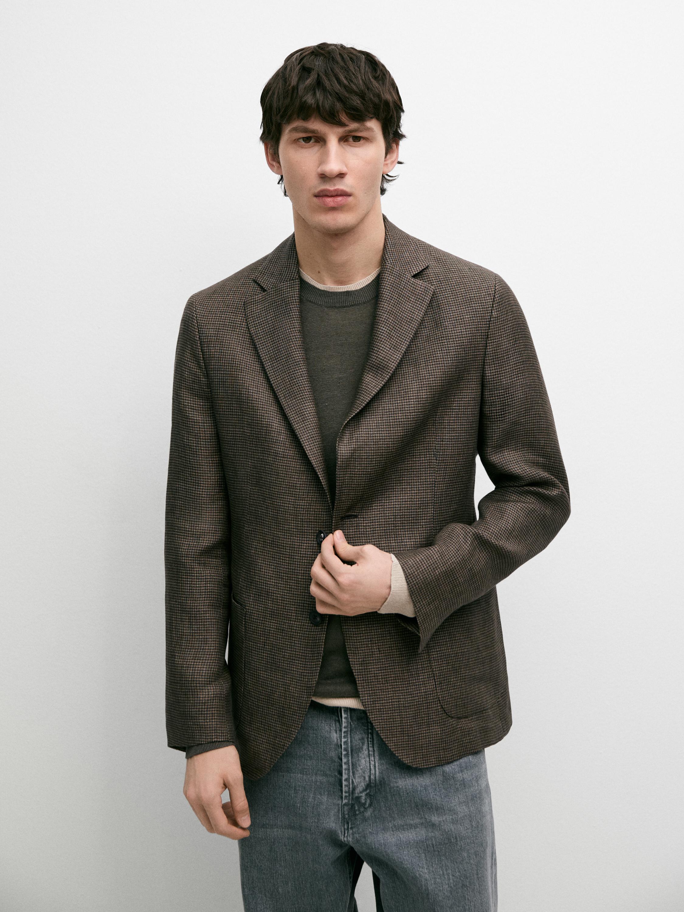 100% linen blazer with pocket details — taupe brown