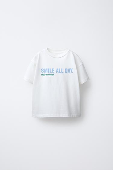 CAMISETA TEXTO ESTAMPADO - Blanco roto de Zara - Imagen 0