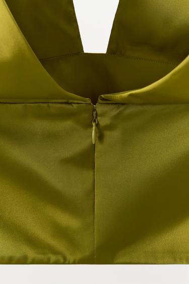 HALTER NECK SATIN SCARF TOP - Olive green by Zara - Image 7