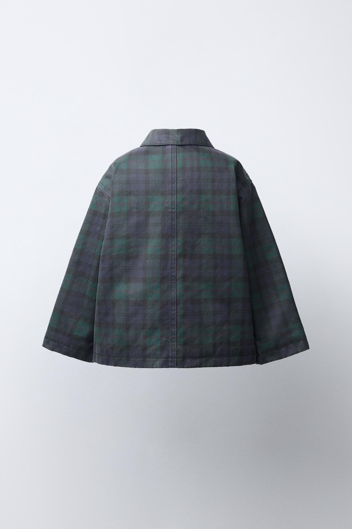 Детская куртка Zara Plaid Print Waxed, цвет: Зелёный — фото 4