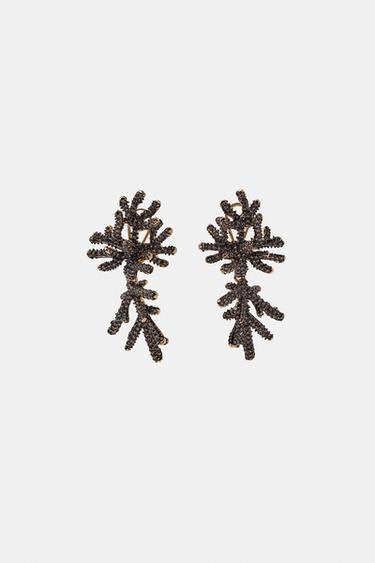 Zara 珊瑚閃亮耳環 - 煤灰色