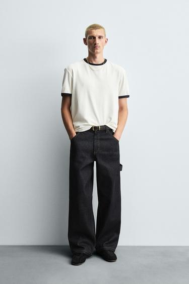 Zara BAGGY FIT CARPENTER JEANS - Blue