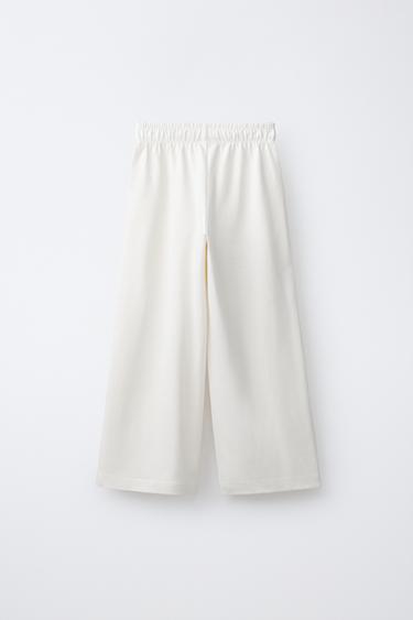 PANTALÓN FELPA HEAVY JERSEY WIDE LEG - Crudo de Zara