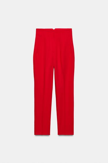 PANTALÓN TIRO ALTO - Rojo vivo de Zara