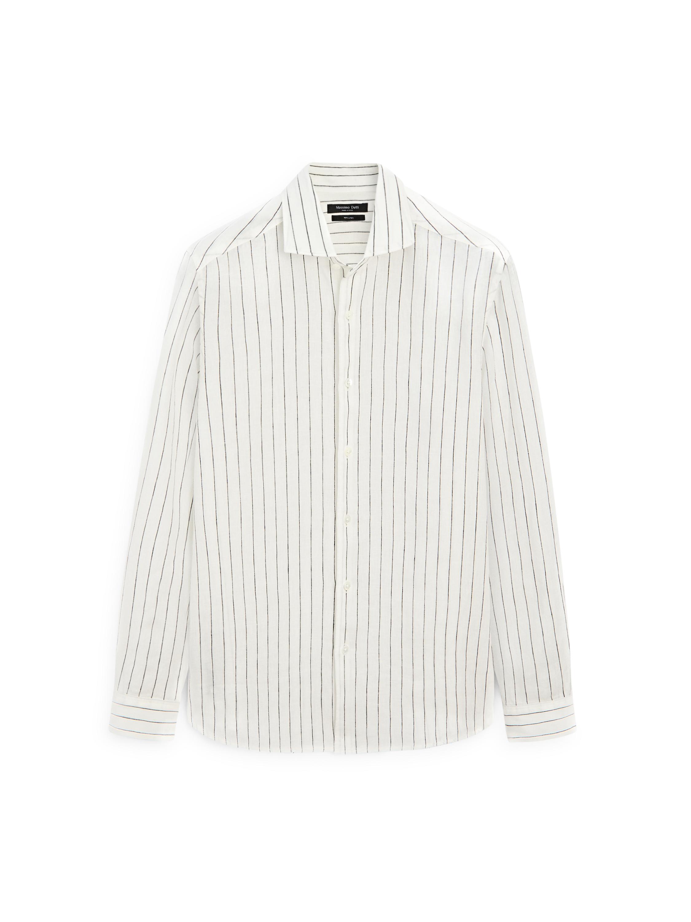 Chemise à rayures en pur lin coupe slim
