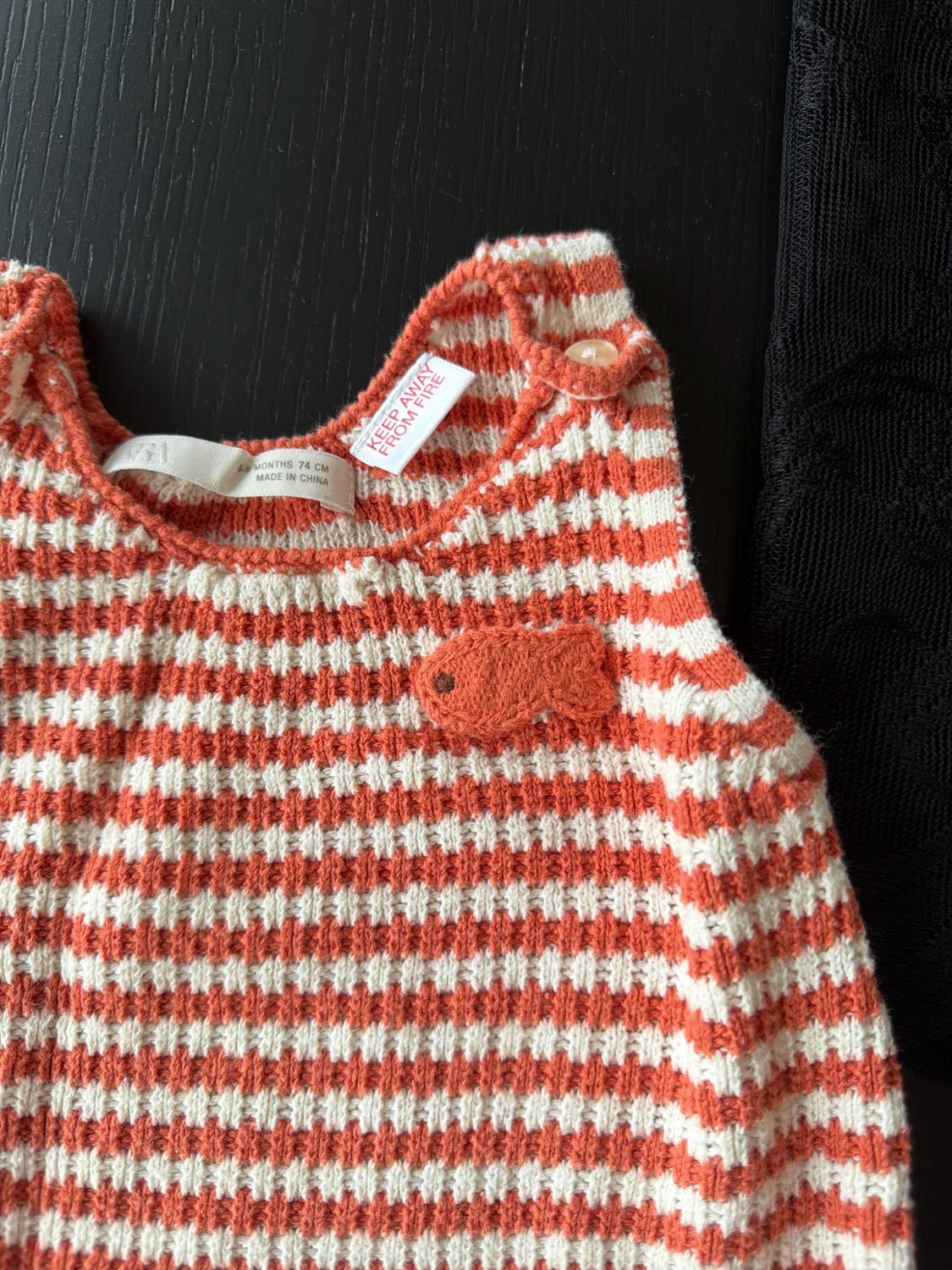 EMBROIDERED FISH STRIPED KNIT ROMPER - Image 2