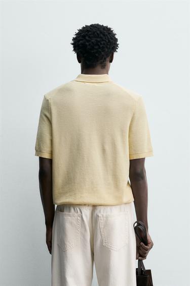 POLO REGULAR FIT EN MAILLE PIQUÉE - Jaune clair de Zara - Image 2