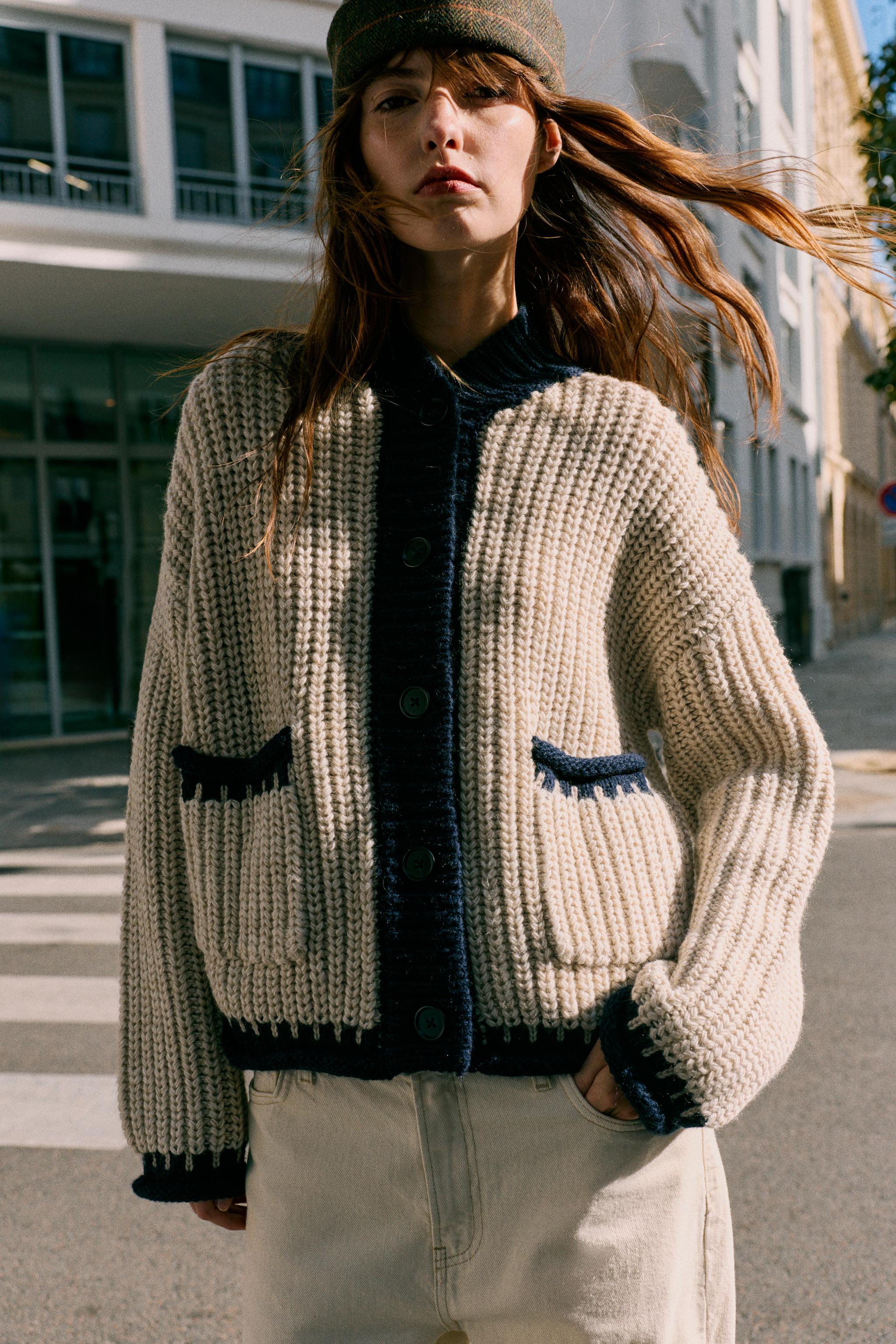 Contrast Trim Cardigan by Zara