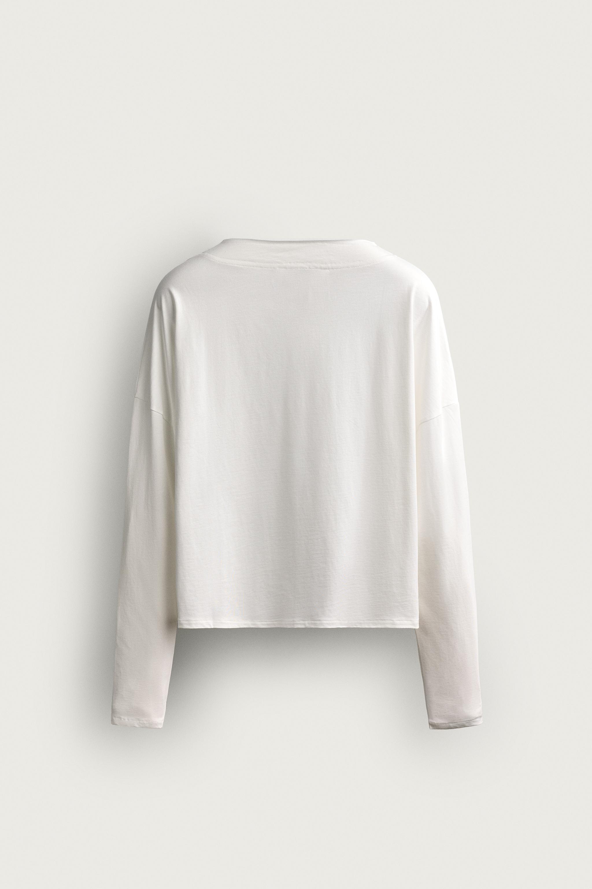 Zara UZUN KOLLU CROP T-SHIRT görsel 2