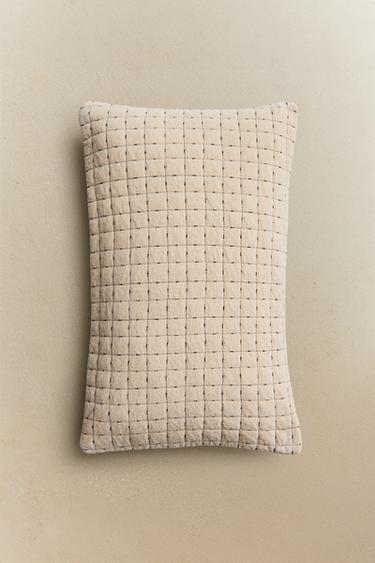 QUILTED CUSHION COVER - Ecru by Zara