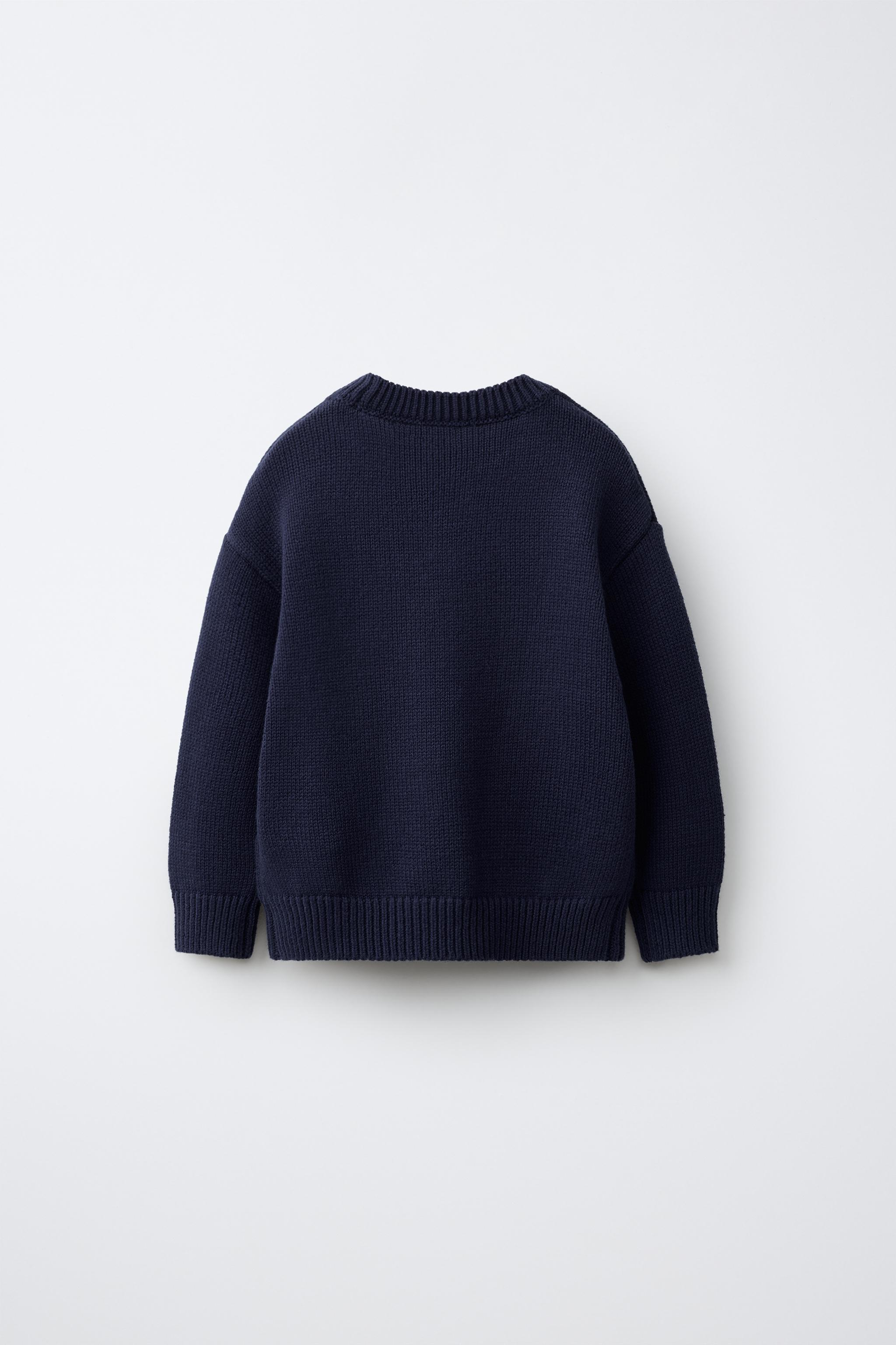 EMBROIDERED DOG KNIT JUMPER — Navy blue