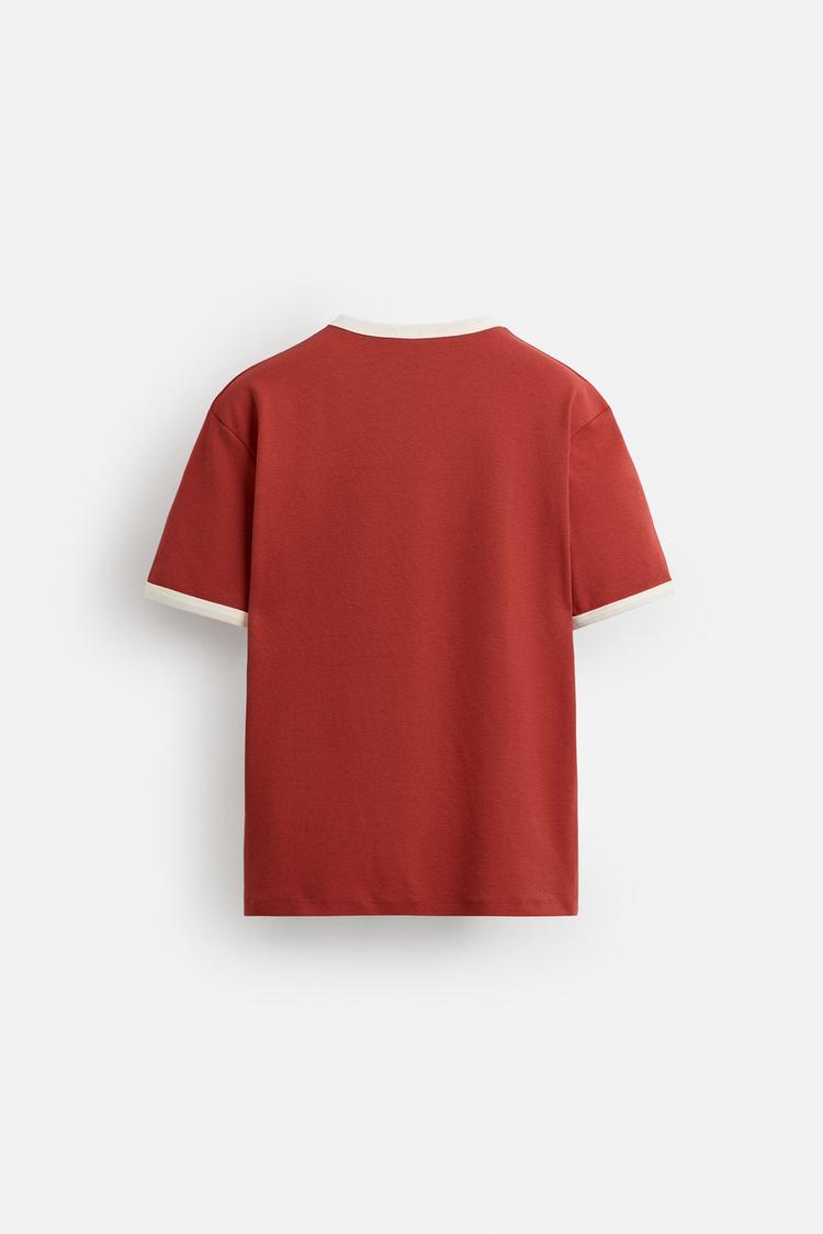 BASIC CONTRAST RIBBED T-SHIRT