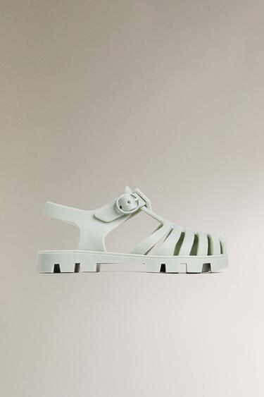 RUBBERISED CAGE SANDALS WITH BUCKLE - Green by Zara - Image 1