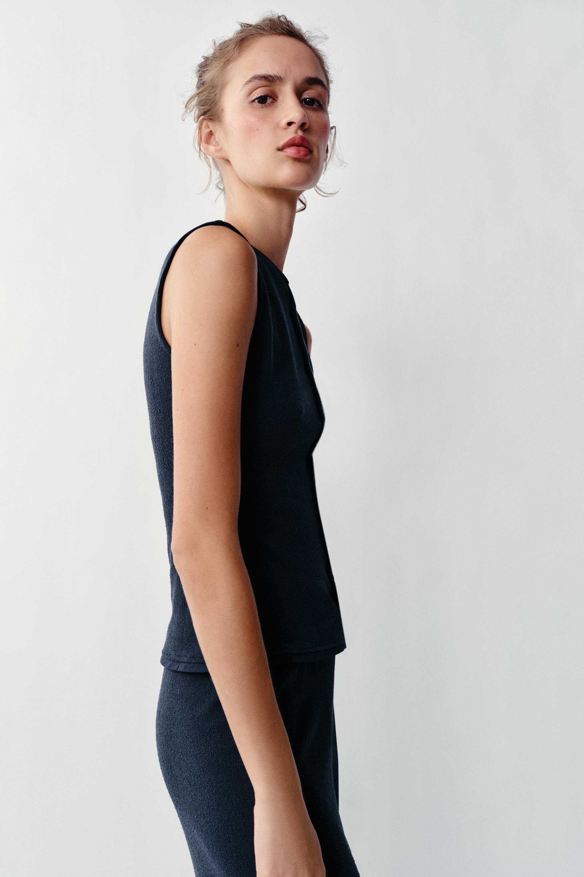 HENLEY VEST — Navy blue