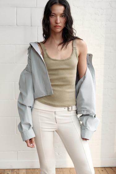 FADED RIB TOP - Greenish by Zara