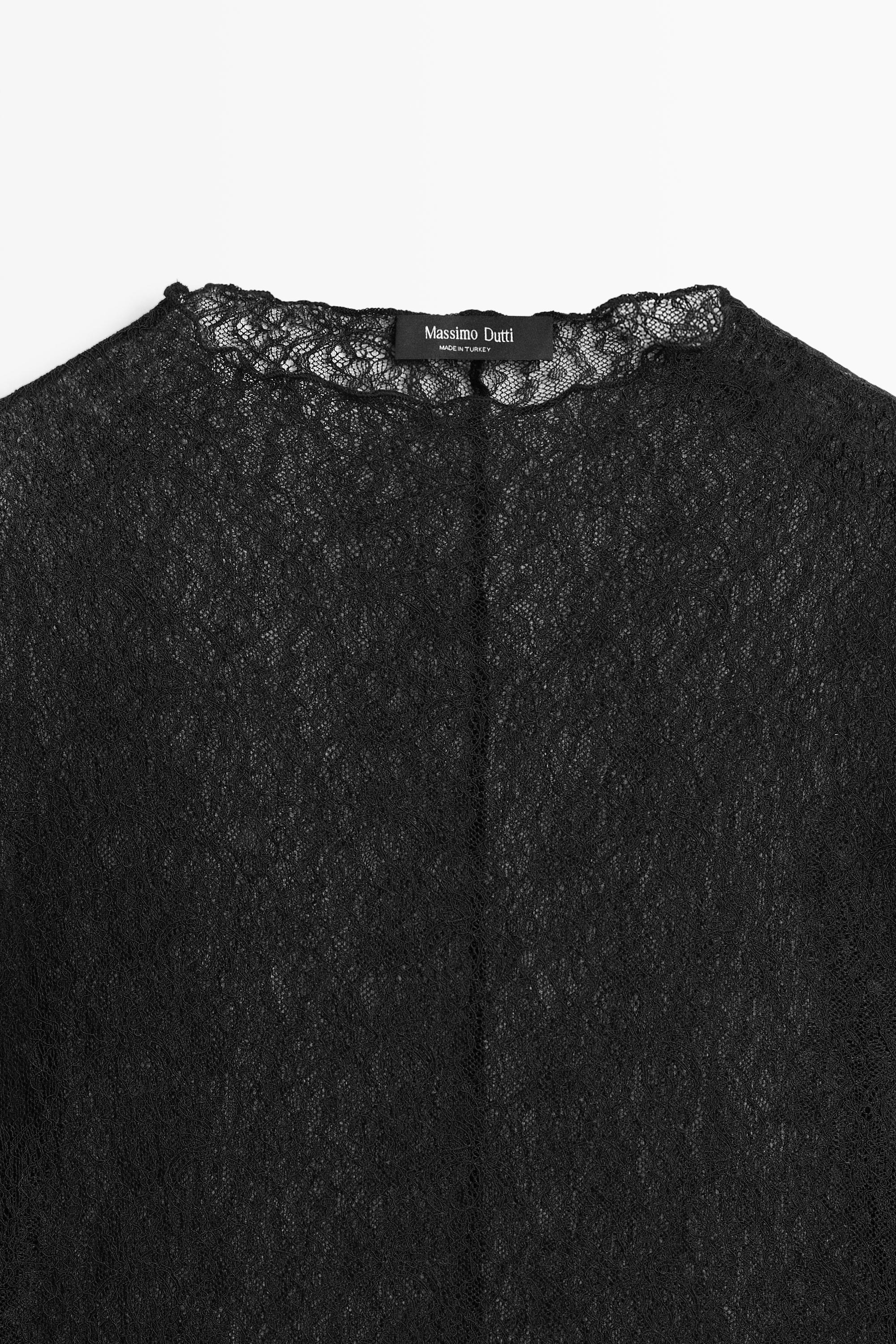 Semi-sheer lace detail T-shirt